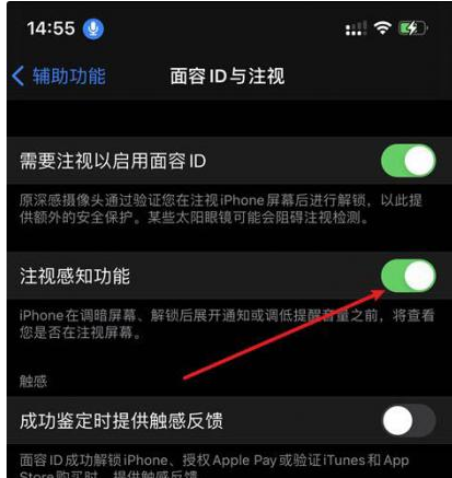 惠城苹果14维修网点分享iPhone14注视感知功能有什么用 